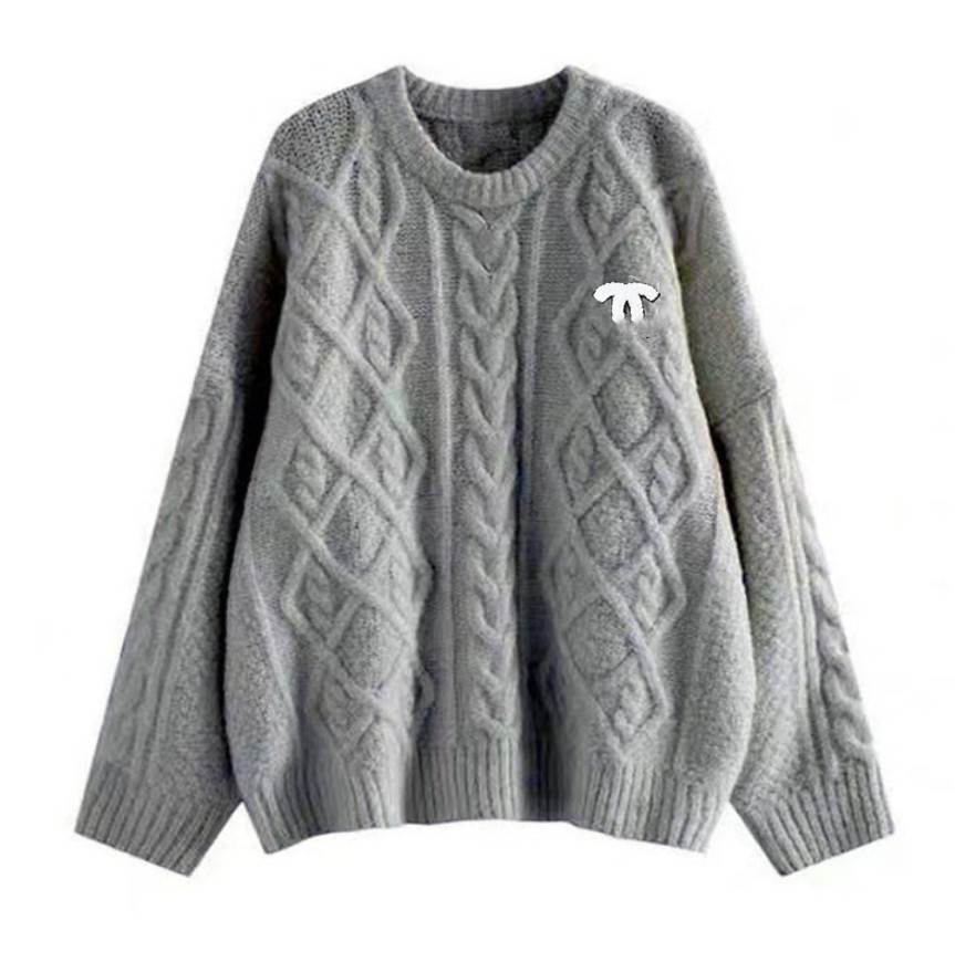 fashion designer autumn and winter new embroidery Twisted cable knit sweater Pullover Women's Long Sleeve Sweaters Daily outings