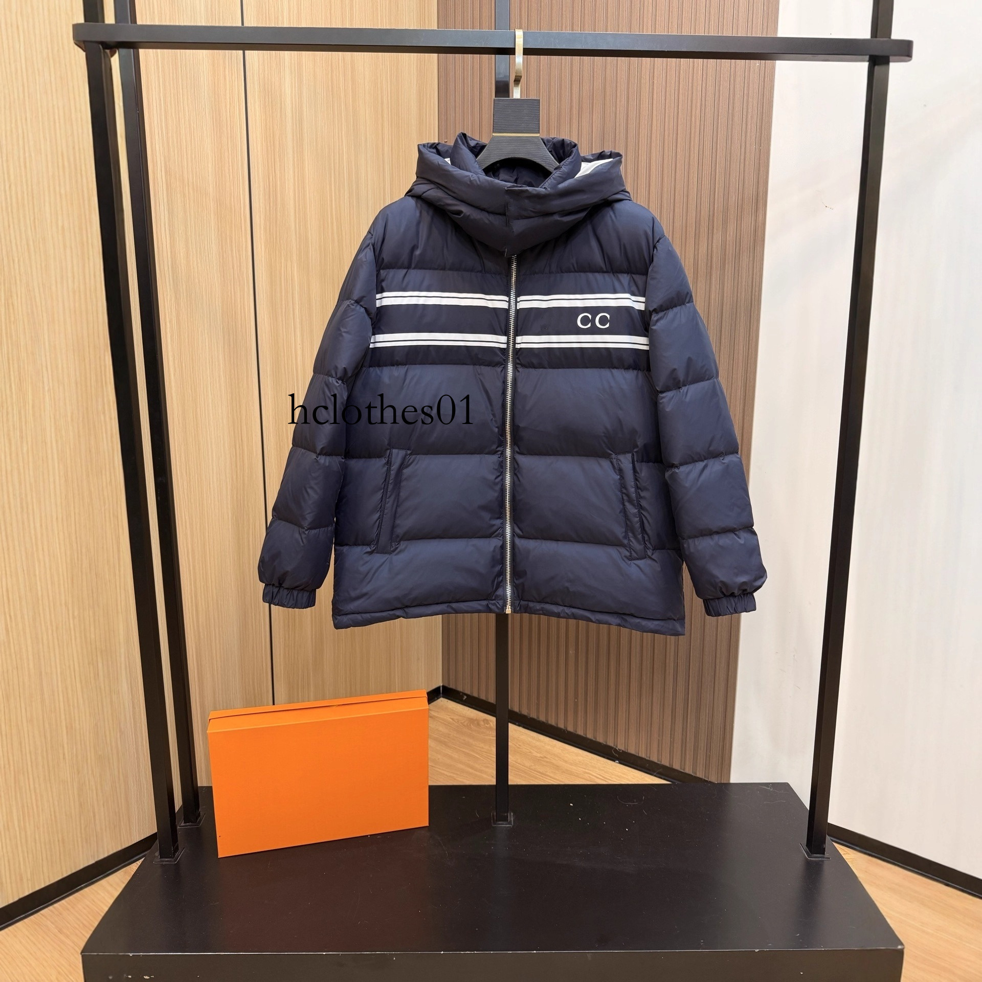 Correct Version In Stock High-Quality G Brand New Chest Print Hooded Unisex Down Jacket
