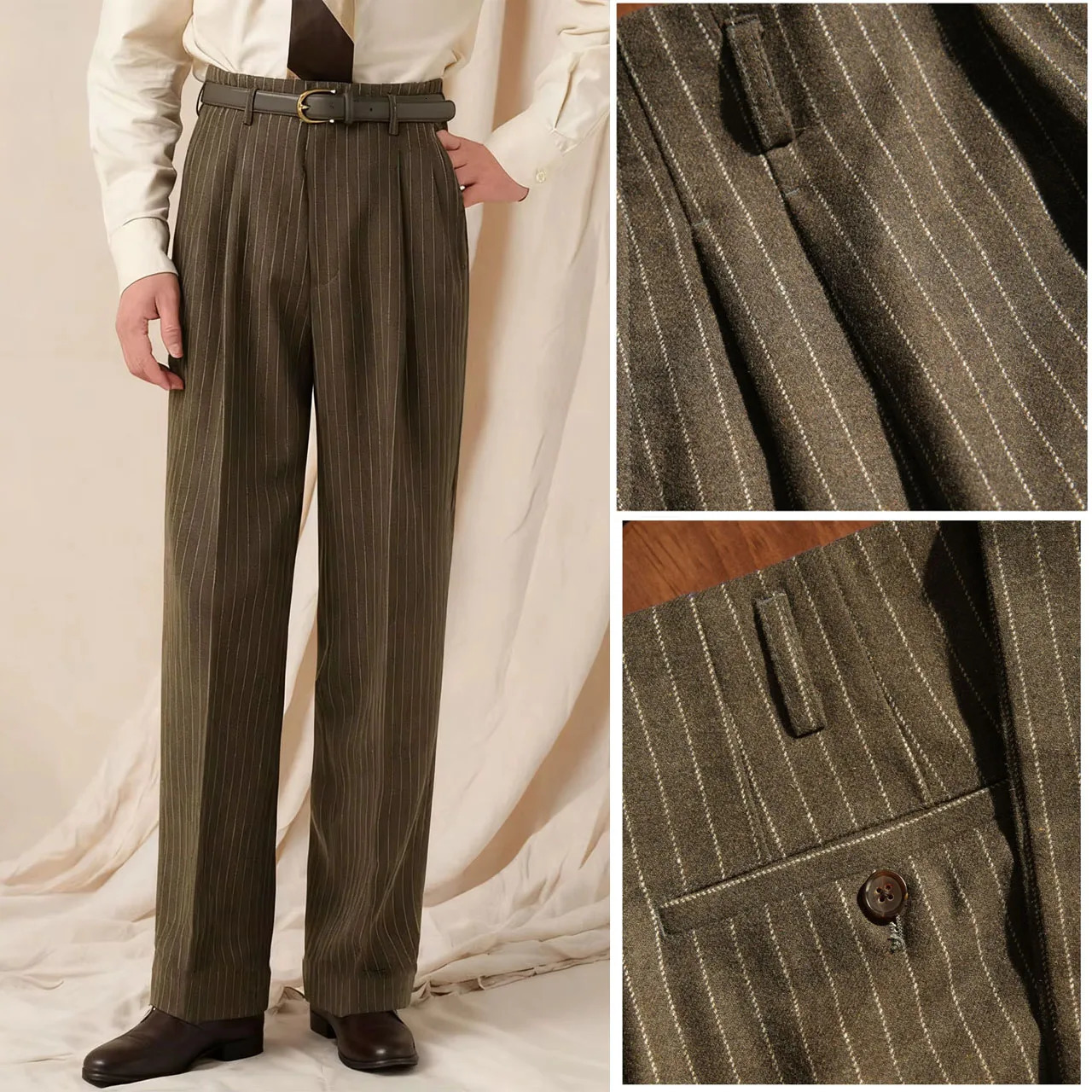 Fashion Boutique Striped Mens Casual Suit Pants Business Office Formal Grooms Wedding Dress HighStreet Vintage Trousers 261016