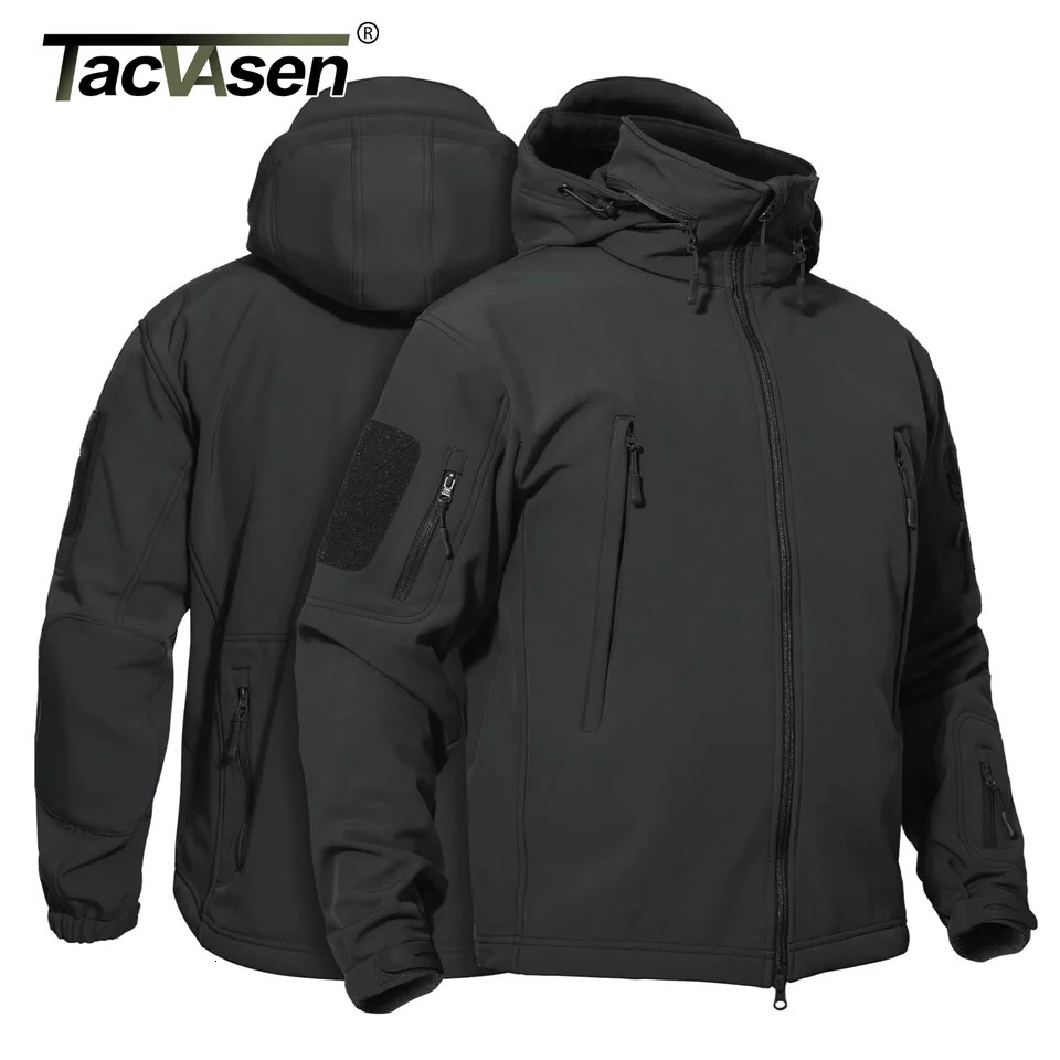 TACVASEN Winter Softshell Jacket Mens Windproof Fleece Lined Coat Waterproof Work Coats Outdoor Hiking Windbreaker 261016