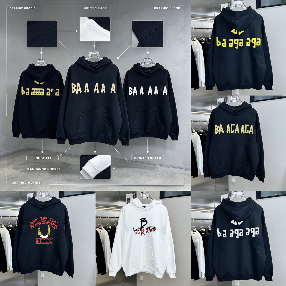 Alphabet Men Print Designer Hoodies Sweatshirt Europe Fashion Trend Black White Hoodies High Street Womens Sweatshirts Colorful Pattern Casual Men H