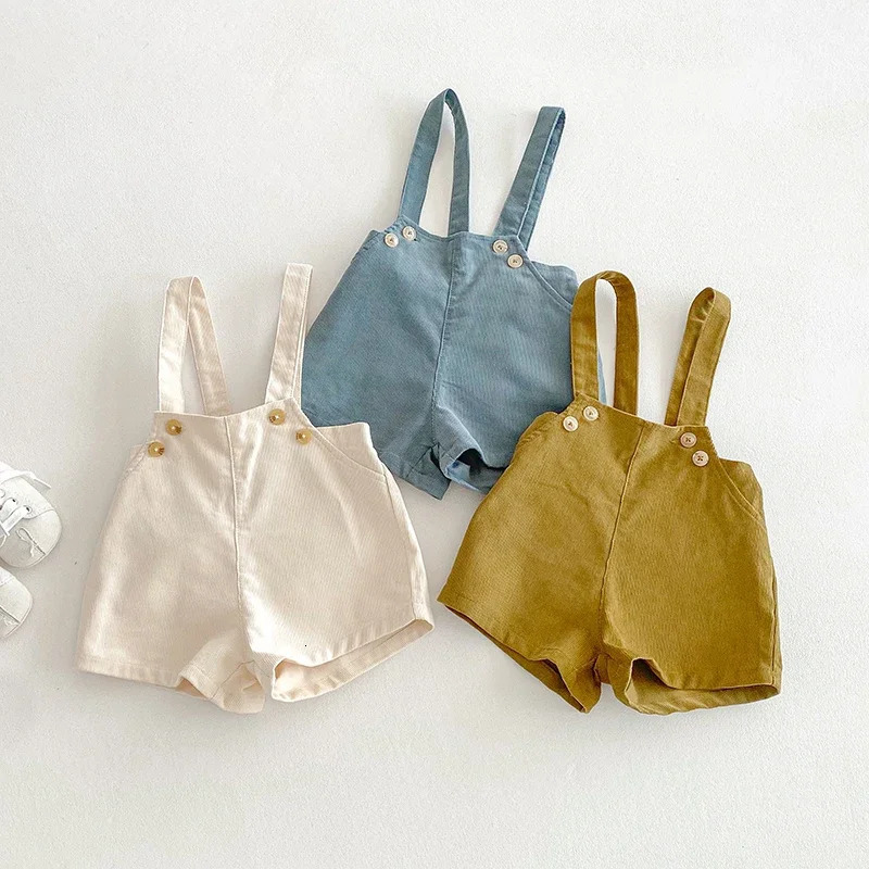 Vintage Corduroy Baby Kids Overalls for Boys Elastic Waist Infant Shorts Handsome Little Boys Vintage Style Baby Stuff for 1-6T 261015