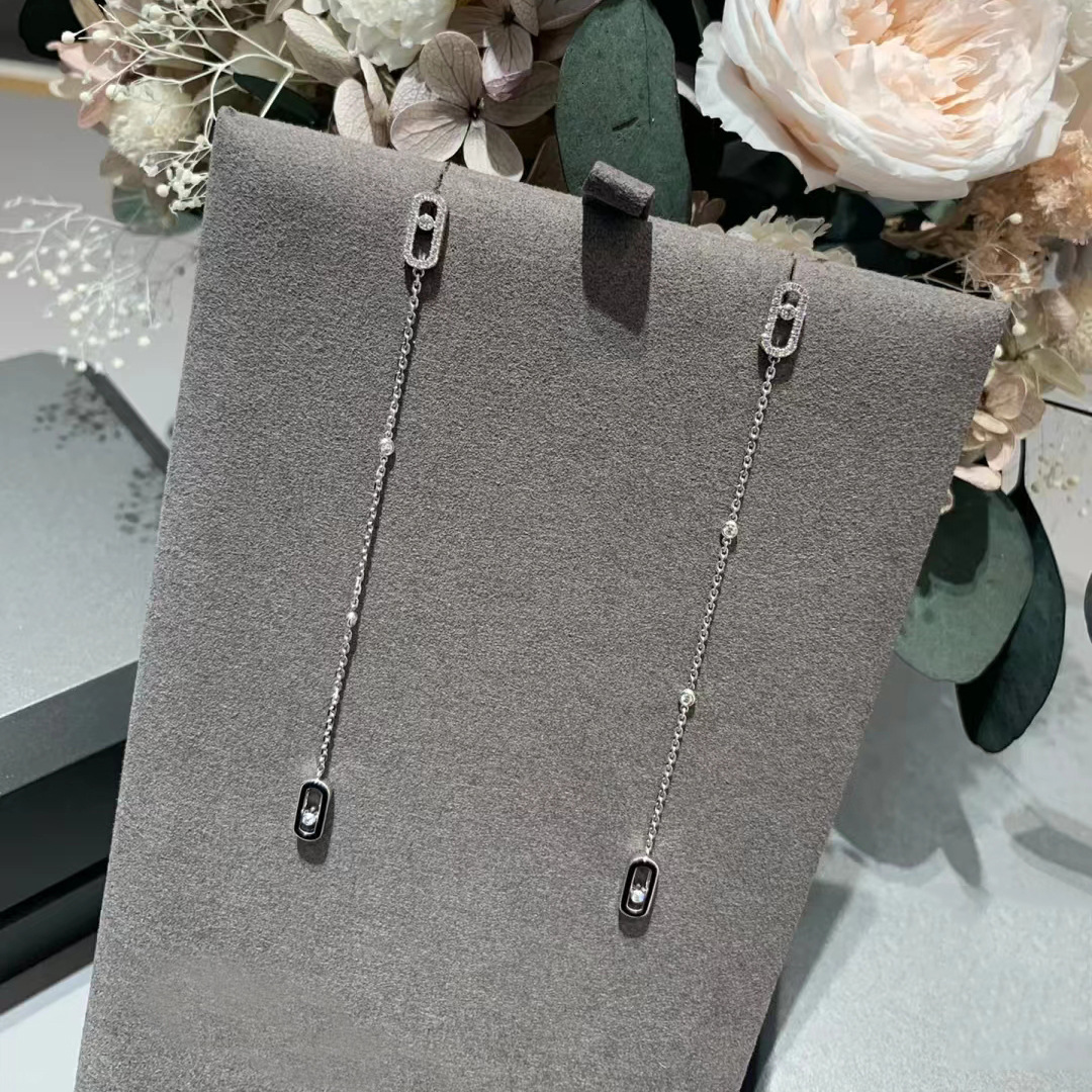 Mesikaa Stud Earrings Designer Messikaas Fashion Earring For Woman Ear Jewelry Diamond Gold-plated Earrings With Paperclip Design Chain Drop Earring