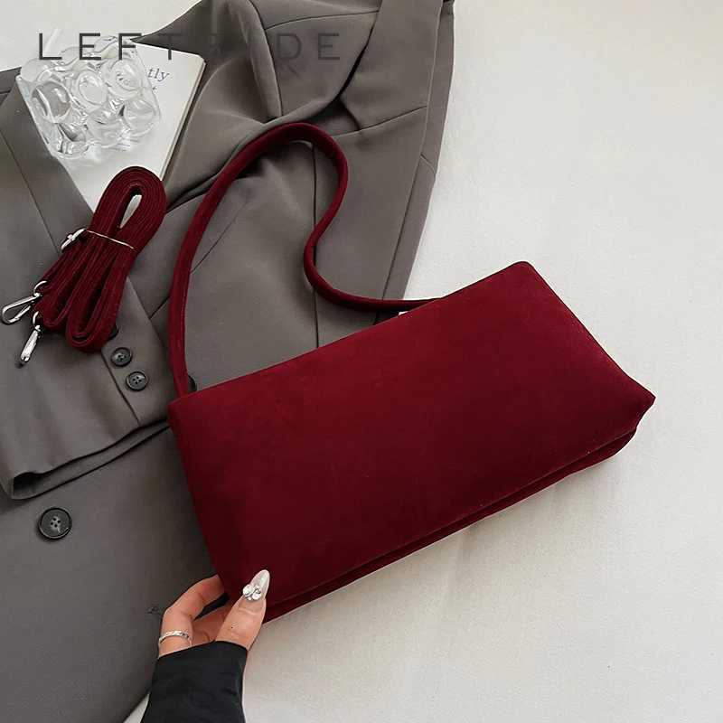 Shoulder Bags LEFTSIDE Women Faux Suede Small Shoulder Bag 2025 Winter Crossbody Bag Designer New Trend Female Handbags and Purses H261016