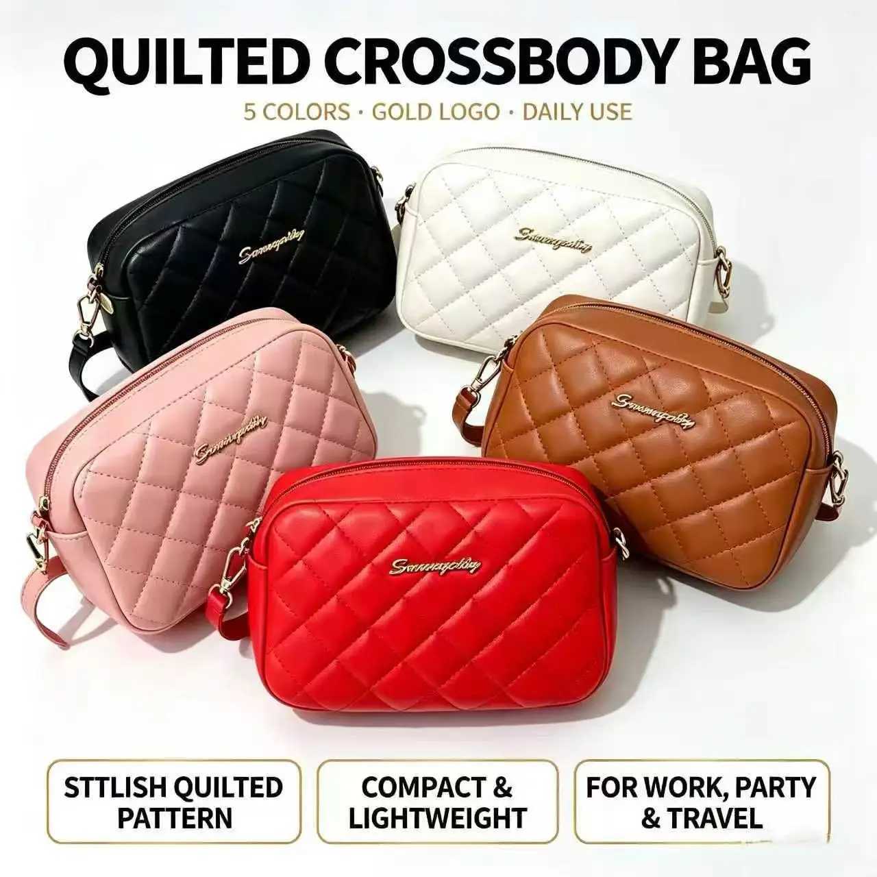 Women's Small Crossbody Bag Trend Diamond Grid embroidery Camera Women's Shoulder Bag Fashion Chain Crossbody Bag L261017QCJC