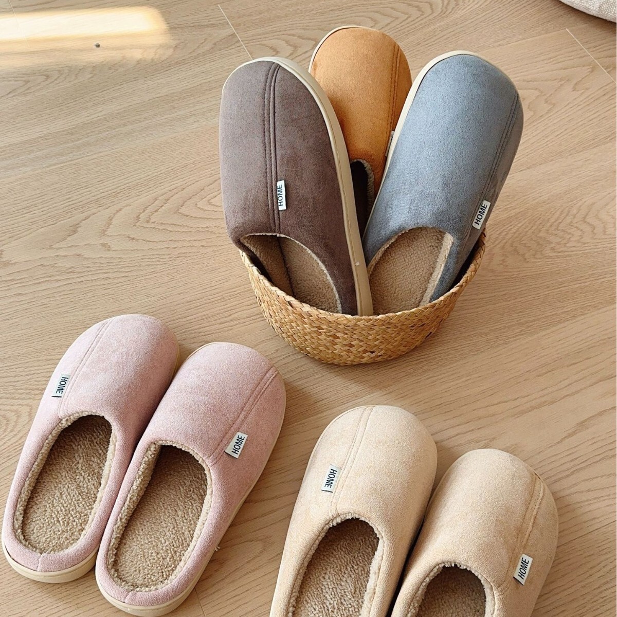 Kekeliangpin Japanese-style new autumn winter indoor home slippers, featuring non-slip and odor-resistant plush cotton material ddmykukumalu