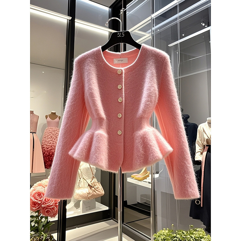Autumn Pink Sweater Cardigan With A Unique Design, Niche High-End, Chic And Elegant, Slim-Fit Top For Women Makoufei