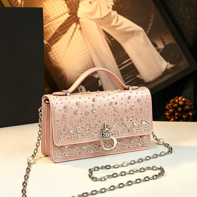 Designer DI Letter Series Bag 2026 New Rivet Set Diamond Chain Bag Handheld Messenger Bag For Women With A Sense Of Niche Design High Level Versatil