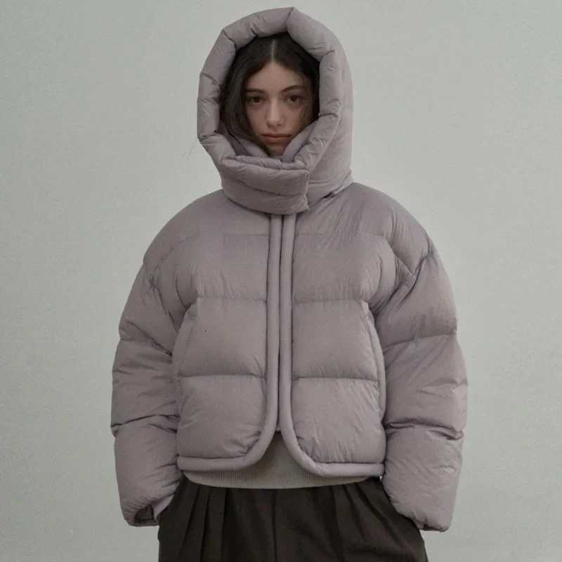 Women's Down Parkas Winter Women's Cropped Cotton Jacket Warm Stand-up Collar Hooded Cotton Coat Parkas High-end Thickened Bread Coat Oute