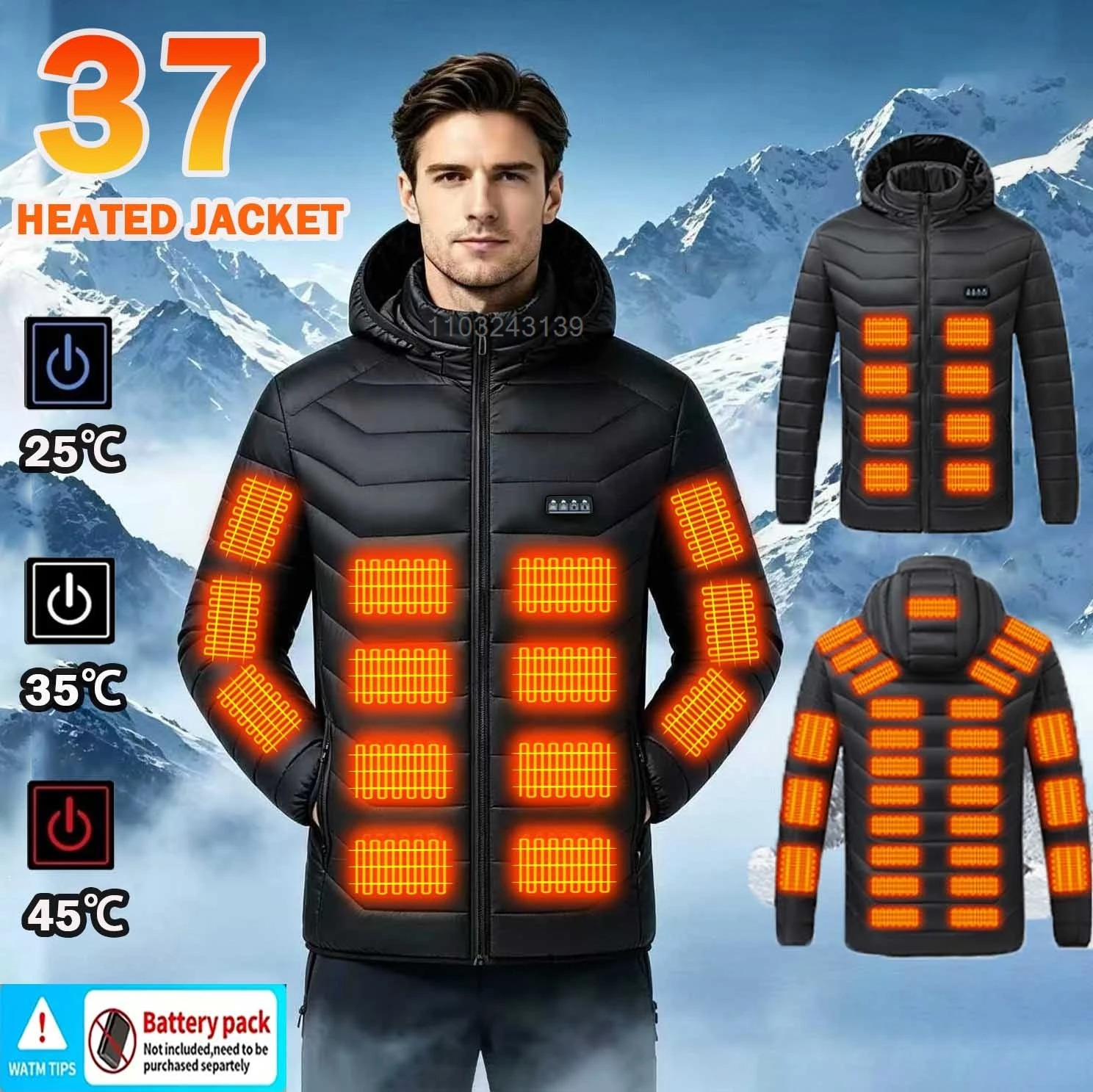 37 Areas Heated Jackets Mens Womens Keep Warm Heating USB Electric Jacket Vest Thermal Clothing Coat 261016