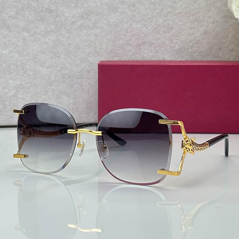 Ladies designer luxury sunglasses CT02283O fashionable frameless metal temple sunglasses mens outdoor travel party high quality glasses UV400 with b