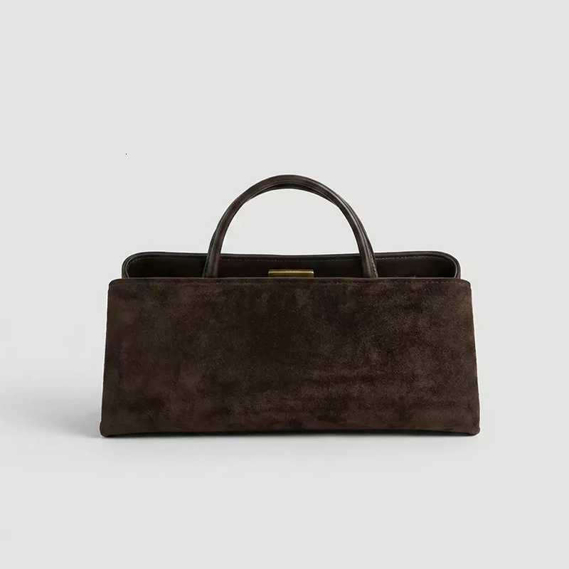 Evening Bags Totes Vintage Rectangular Faux Suede Top Handle Bag For Women Elegant Handbag Gold Button Clip Bag Shoulder Underarm Bag Purse H261016