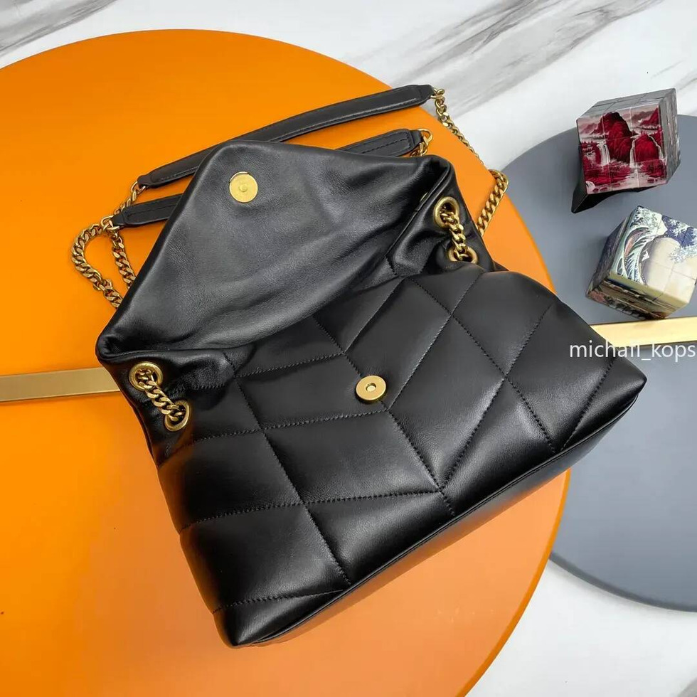 Mirrored Quality Women Tote Designer Bag Purses LOULOU PUFFER CHAIN Handbag Classic Flip Shoulder Purse Underarm Bag Matte Leather Shoulder Bags Cro