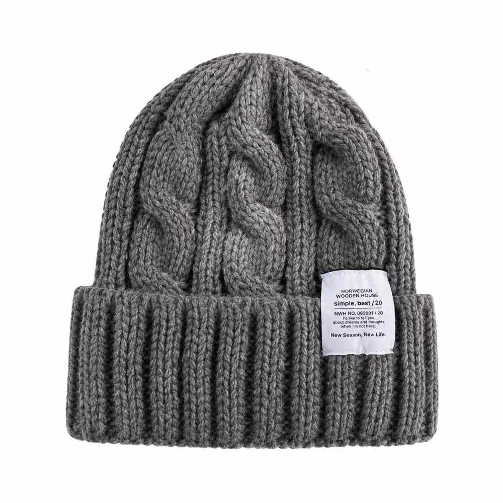Beanie/Skull Caps Korean Style Solid Color Knitted Beanie Hat Twist Knit Keep Warm Winter Bomber Cap Elastic Thickened Windproof Cap Winter Q261017