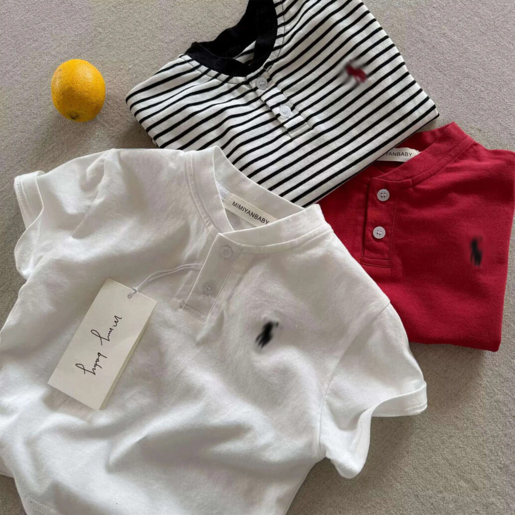 Girls T-Shirt Designer Summer Kids Short Sleeve T For Boys Girls Unisex Baby toddler casual Striped Top With Embroidered Logo Soft Breathable Casual