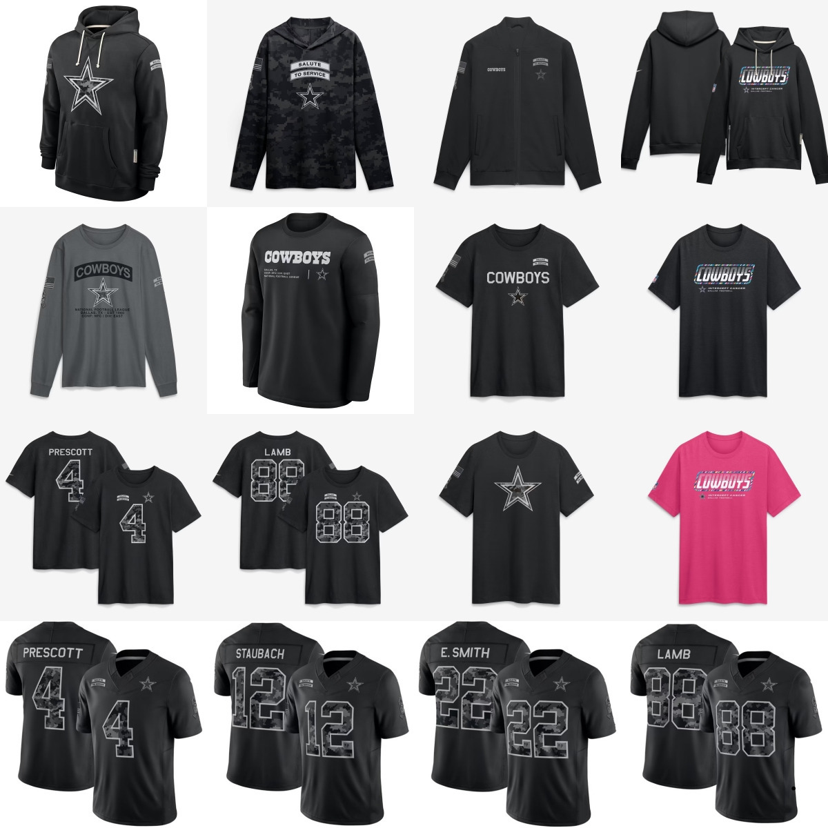 Cowboys Men T-shirt 2026 Salute to Service Sideline Pullover Hoodie Long sleeves Jerseys Women Youth Black Jacket