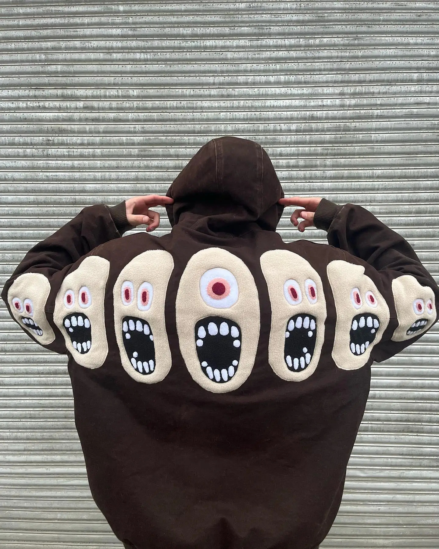Y2k Hip Hop Funny Personality Pattern Embroidery Hoodie Oversized Loose Cartoon Knit Hoodies Men Street Sweatshirt Pullover 261013