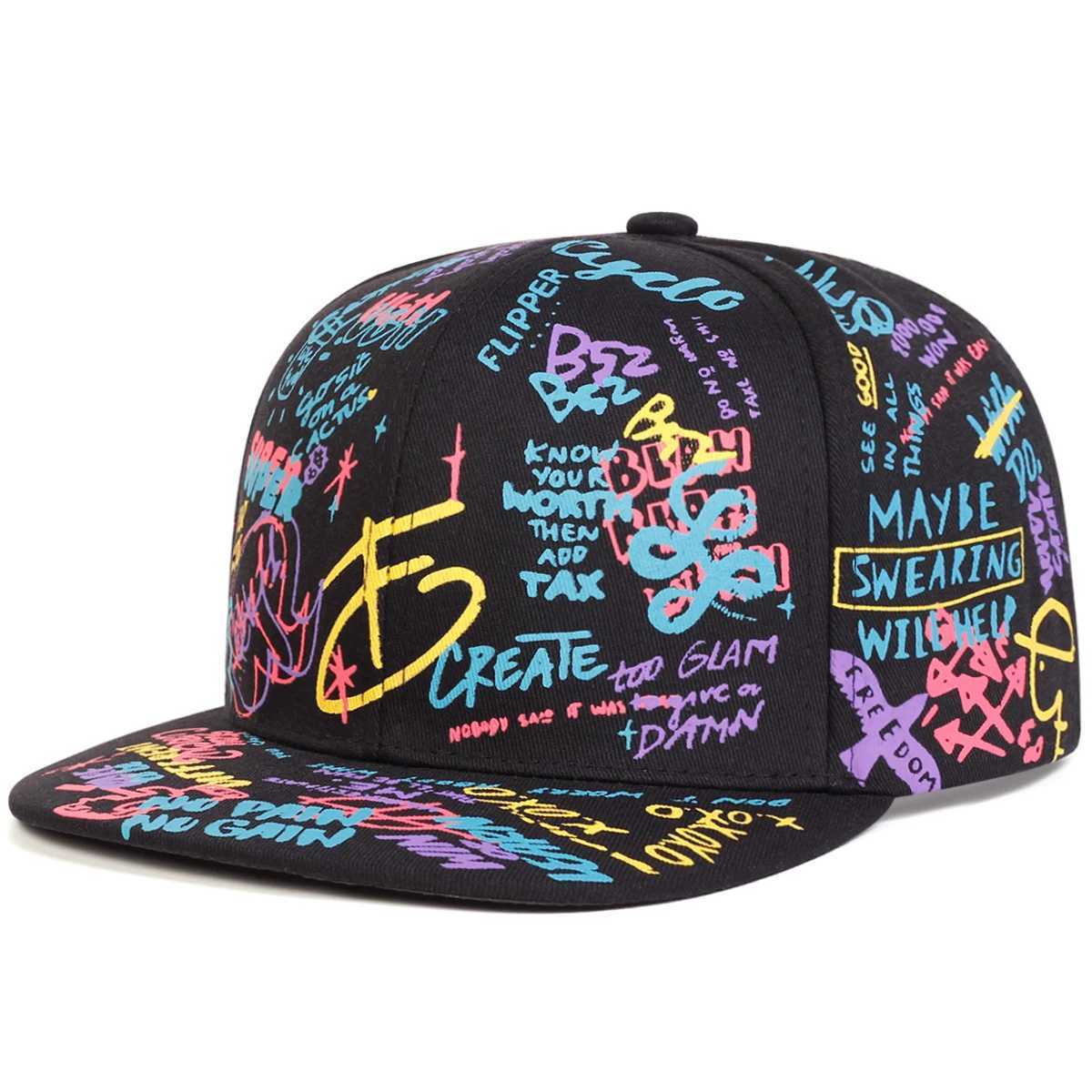 Colorful Letter Graffiti Unisex Printing Hip-hop Hats Spring Autumn Outdoor Adjustable Casual Baseball Caps Sunscreen Hat M261016
