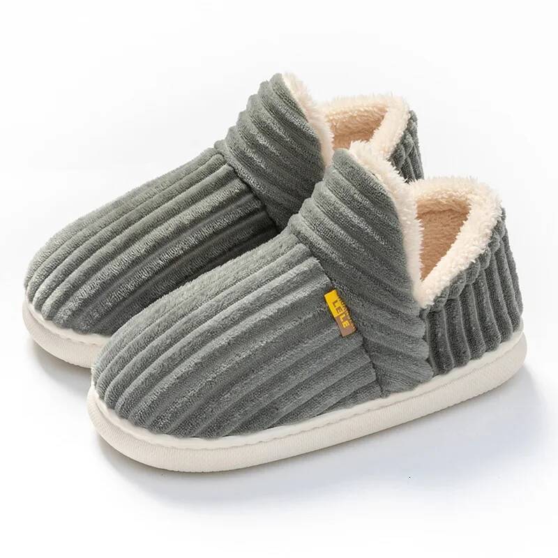 Winter Couple Style Concise Solid Color Wrap Heels Plush Slippers Non-slip Warm Flip Flops Women Men Home Casual Cotton Shoes ddmykukumalu