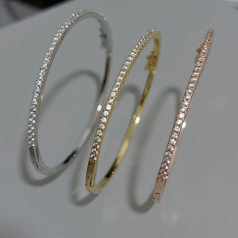 Top Quality Fashion Lovely Bangle Pure Sterling 925 Silver Jewelry For Women Bangle Cute Diamond Party Gift Jewelry Size6 261017