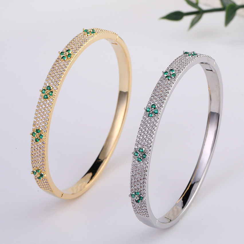 Starry Sky Zircon Four-Leaf Clover High-End Fashionable Bracelet, Shein Bestseller, Light Luxury 14k Bracelet