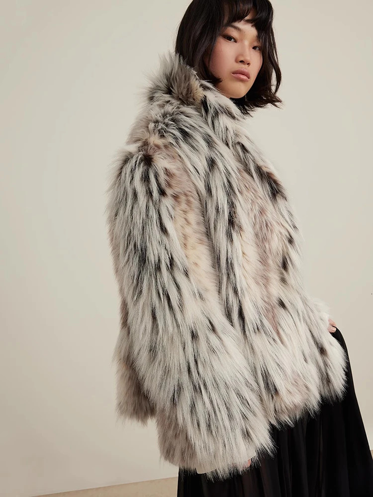 Lautaro Spring Autumn Winter Colorful Thickened Warm Hairy Shaggy Faux Fox Fur Coat Women Short Loose y Fluffy Jacket 261015