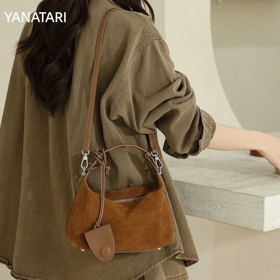 Evening Bags YANATARI Genuine Leather Vintage Shoulder Bag for Women's Handbag Cowhide Crossbody Small Pillow Bag Designer Winter Styl H261016