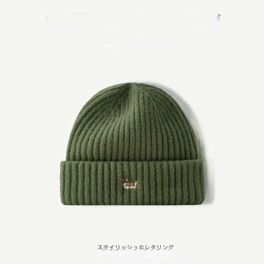 Beanie/Skull Caps Fashion Unisex Knitted Hat Korean Style Cartoon Embroidery Beanies Caps Solid Color Ear Protection Winter Hat Women Q261017
