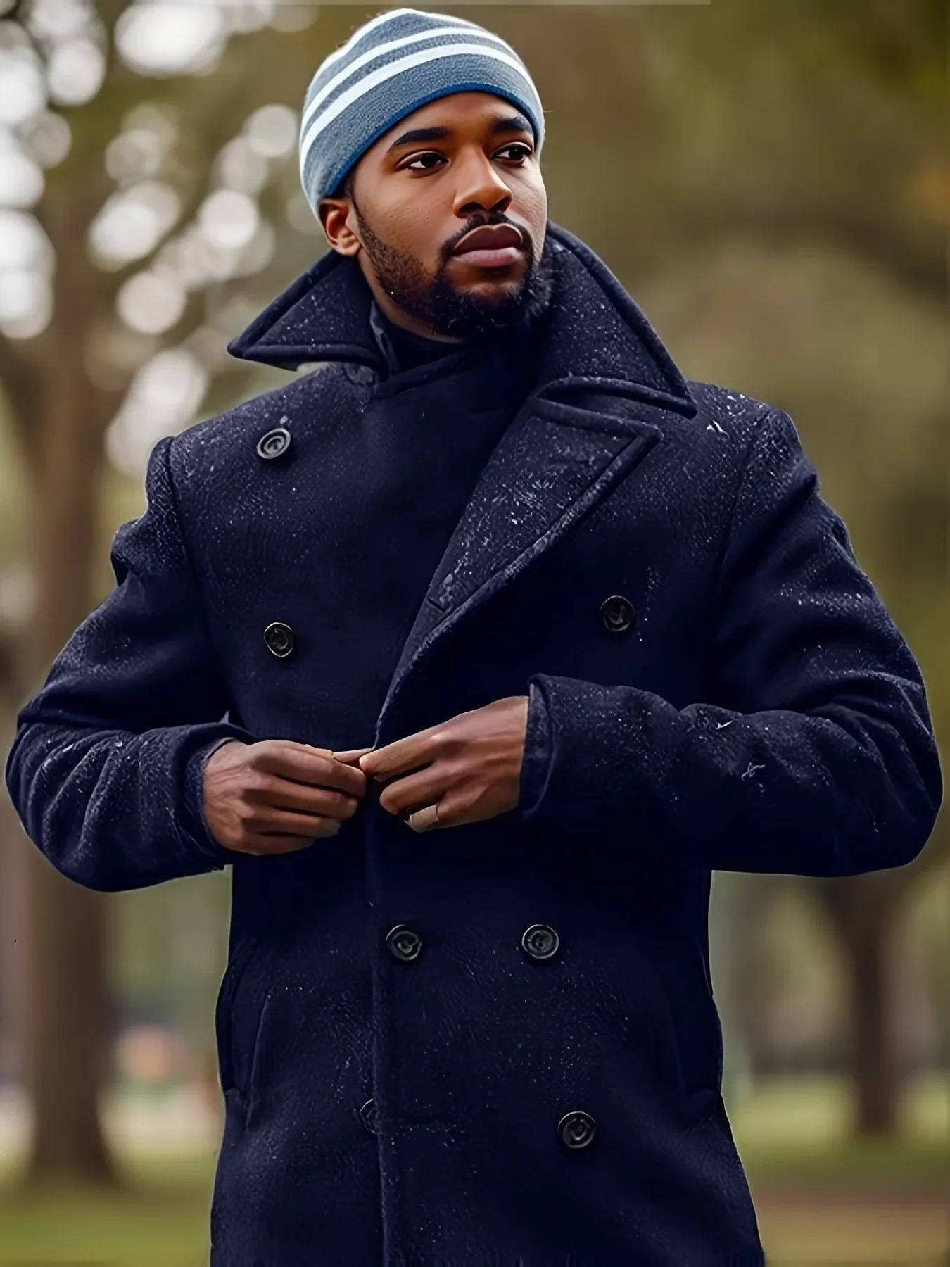 Men's British Woolen Overcoat for Autumn and Winter European and American Casual Lapel Single-breasted Solid Color Coat 261015