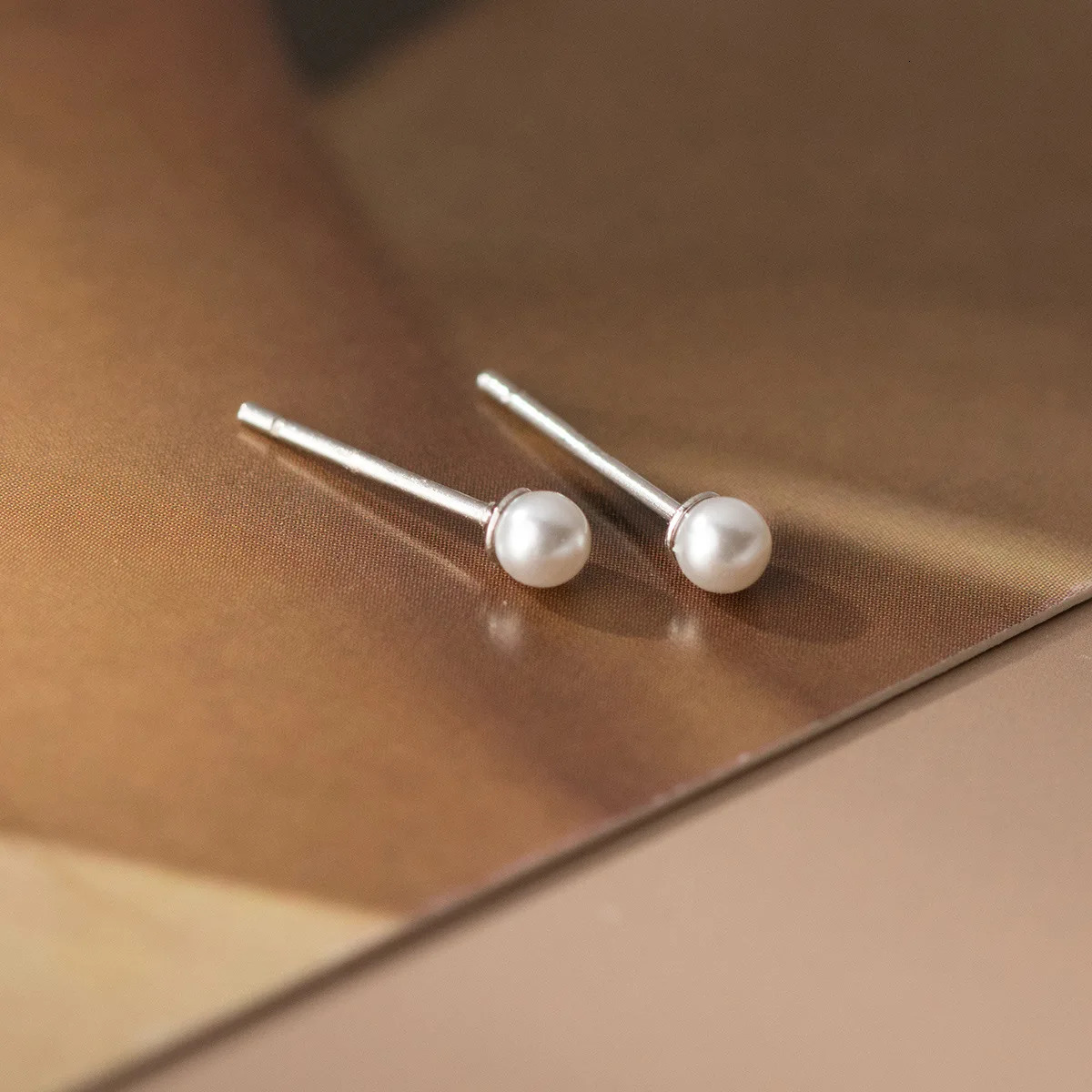 100% Silver 925 Stud Round m Pearl Earrings For Women Trend Piercing Ear Jewelry 261008
