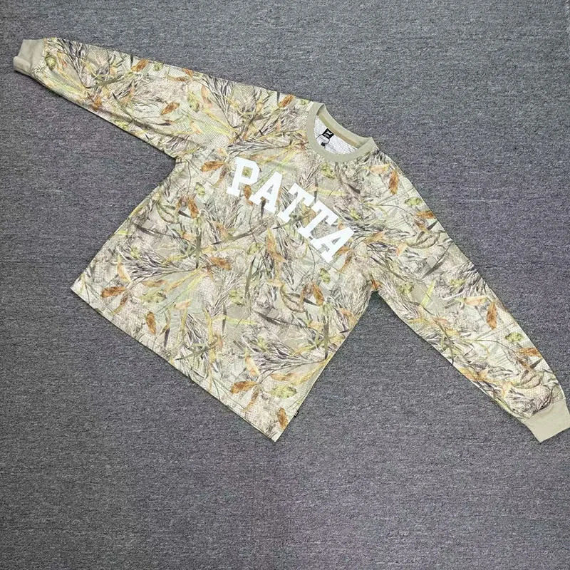 Patta Nature Print Mesh Long Sleeve Crewneck Shirt Men Women Unisex Breathable Streetwear Oversize Camouflage T Shirt Top 261016