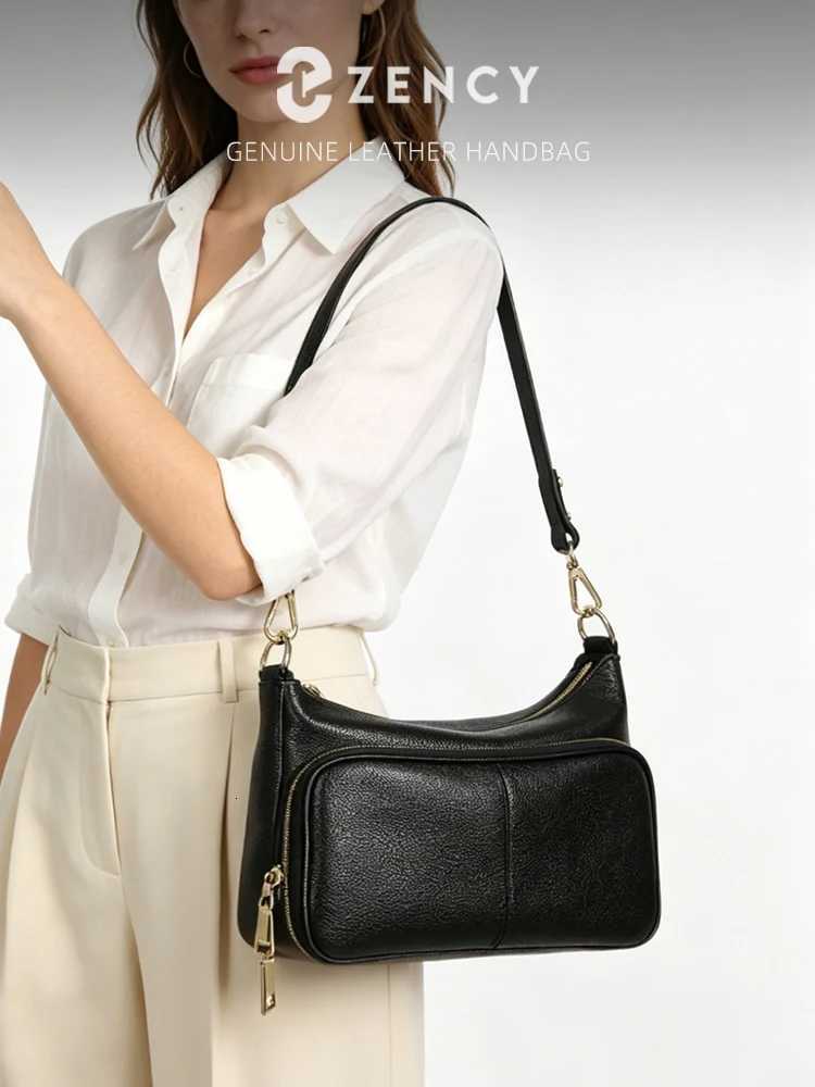 Evening Bags Zency Women's Handbag 100% Genuine Leather Ladies Shoulder Crossbody Messenger Bag Fashion Hobos Black High Quality H261016