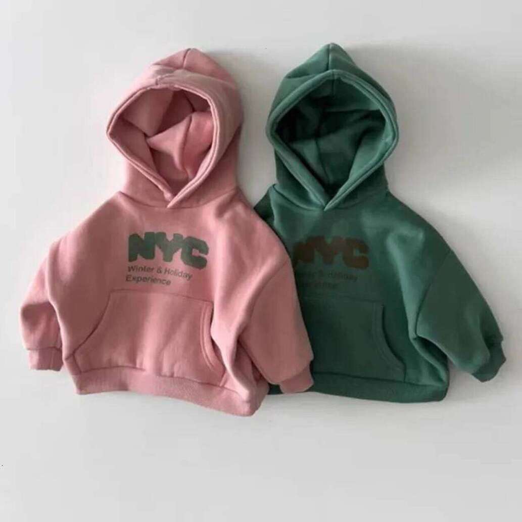 Girls Hoodie Autumn Children Sleeve Casual Sweatshirt Boys Girls Fleece Hoodie Kids Letter Print Warm pullover Hooded Tops Baby Clo
