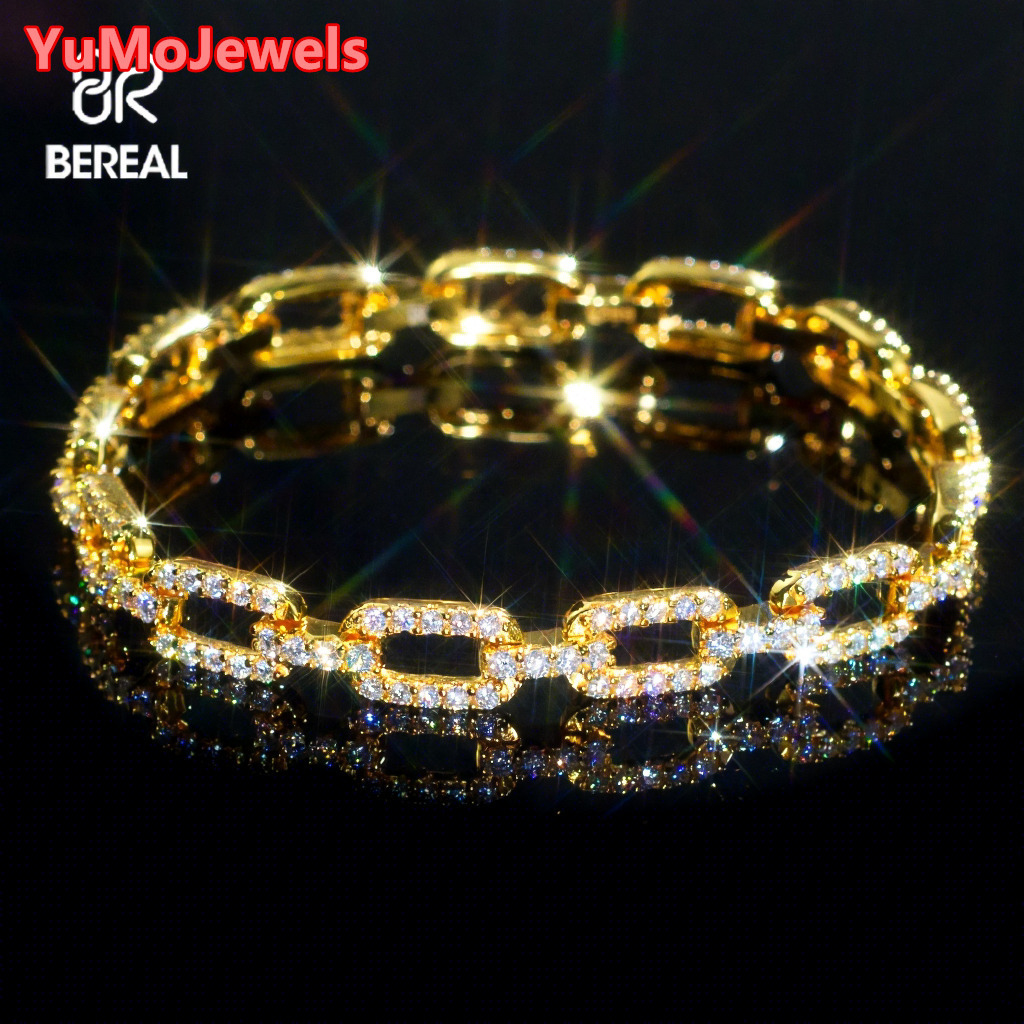 Hot Selling Vvs Moissanite Tennis Link Chain Iced Out Round Brilliant Cut Diamond 925 Silver Tennis Chain Fine Jewelry
