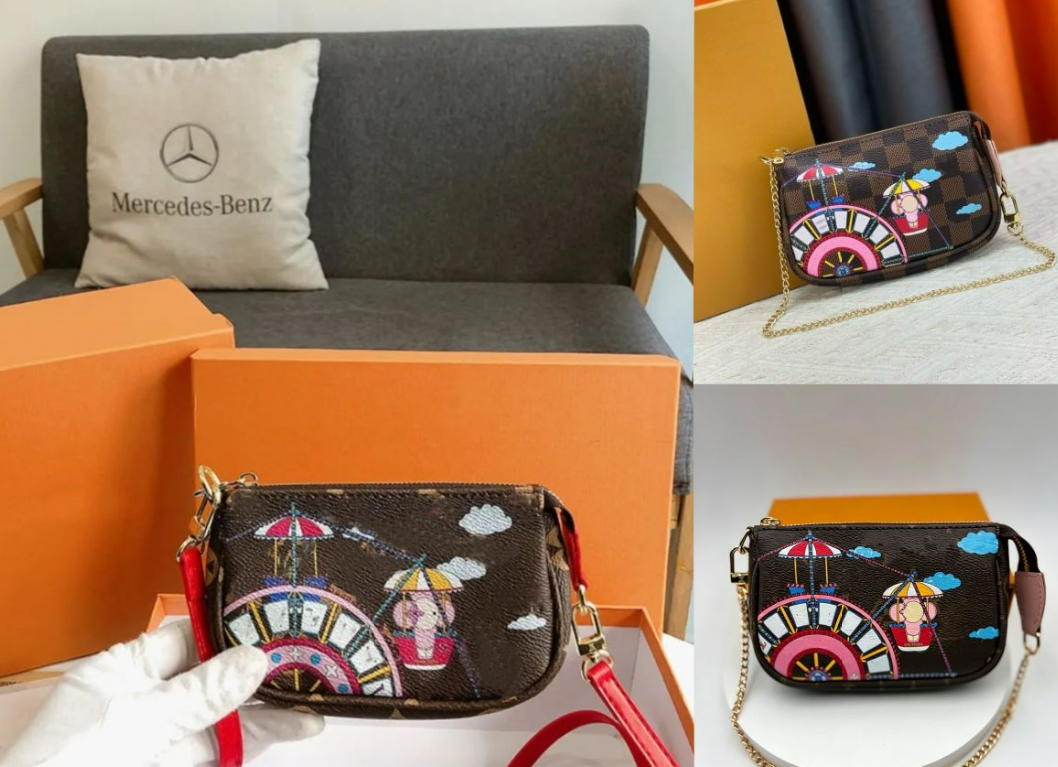 Luxury Designer Sunfolwer Unisex Coin Purses Brand Letter Playground Zipper Chain Shoulder Bags Luxury Brand Women and Men Clutch Bag Ladies Storage