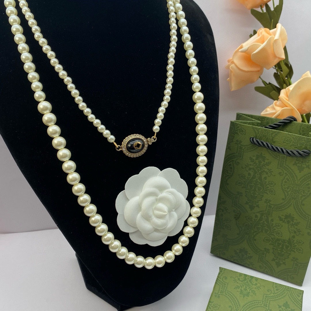 jewellery designer for women Vintage Long Pearl Necklace Fashion Trend Niche Design Sweater gg Necklace