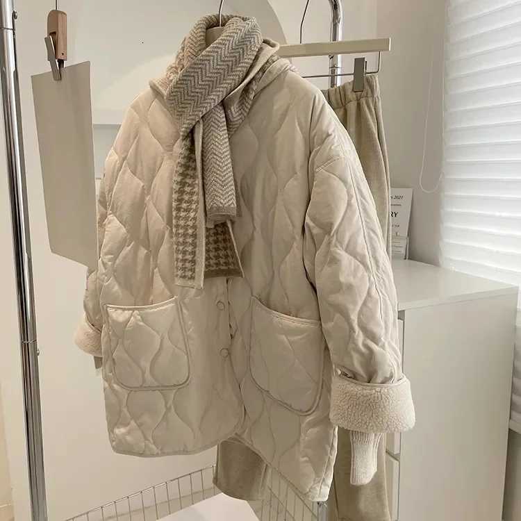 Women's Down Parkas Winter 2026 New Downcotton-padded Coat Women's Medium-length Korean Style Waist-fitted Padded Jacket Fleece-lined Cott