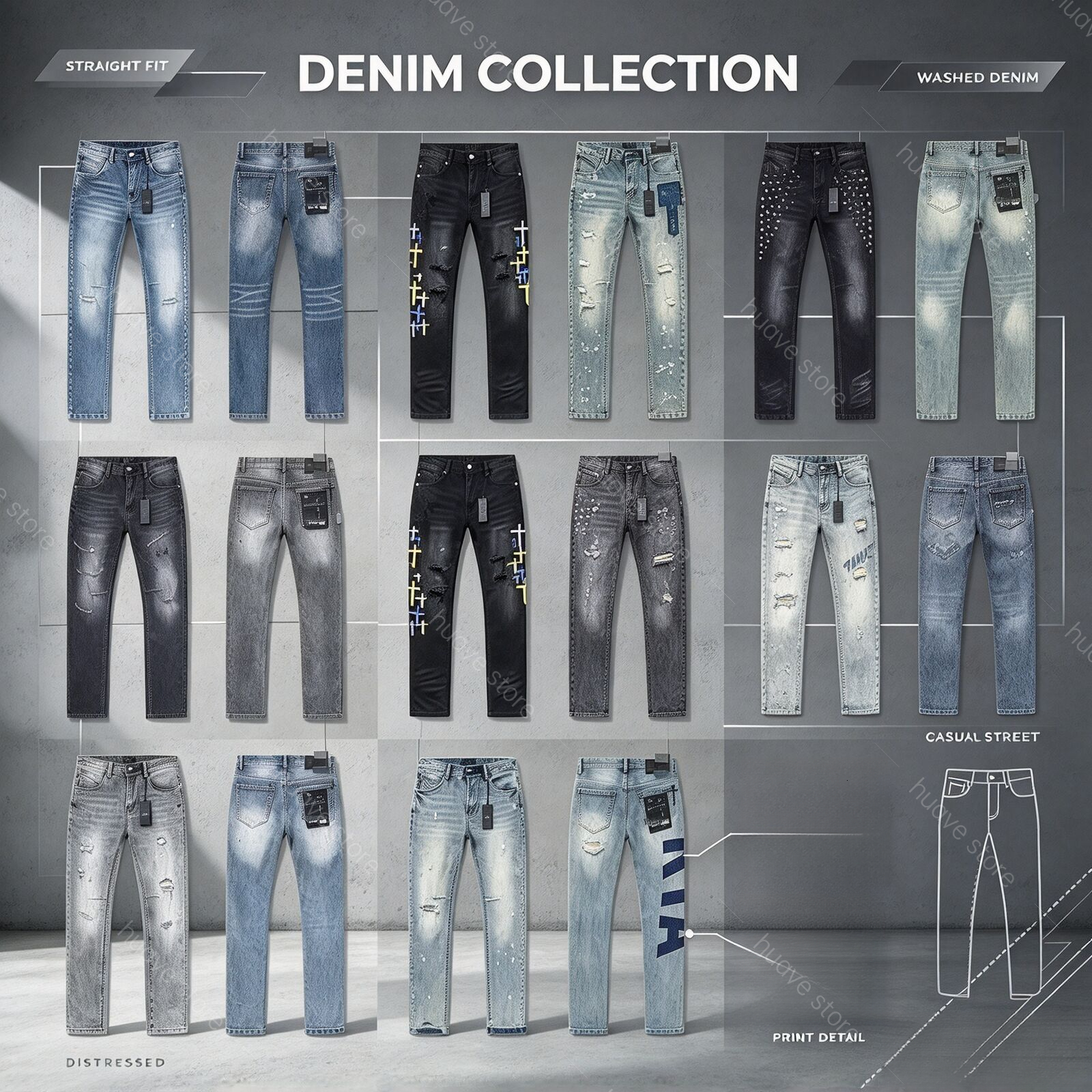 Mens Skinny RTA Jeans for Men Women Unisex Washed Vintage Distressed Ripped Embroidered Letter Heavyweight Denim Long Pants Streetwear 7c