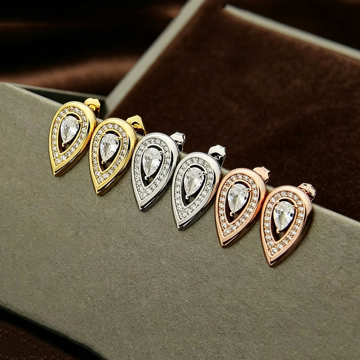Mesikaa Stud Earrings Designer Messikaas Fashion Earring For Woman Ear Jewelry Water Drop Zircon Earrings For Women Flame-shaped Pear-shaped Densely