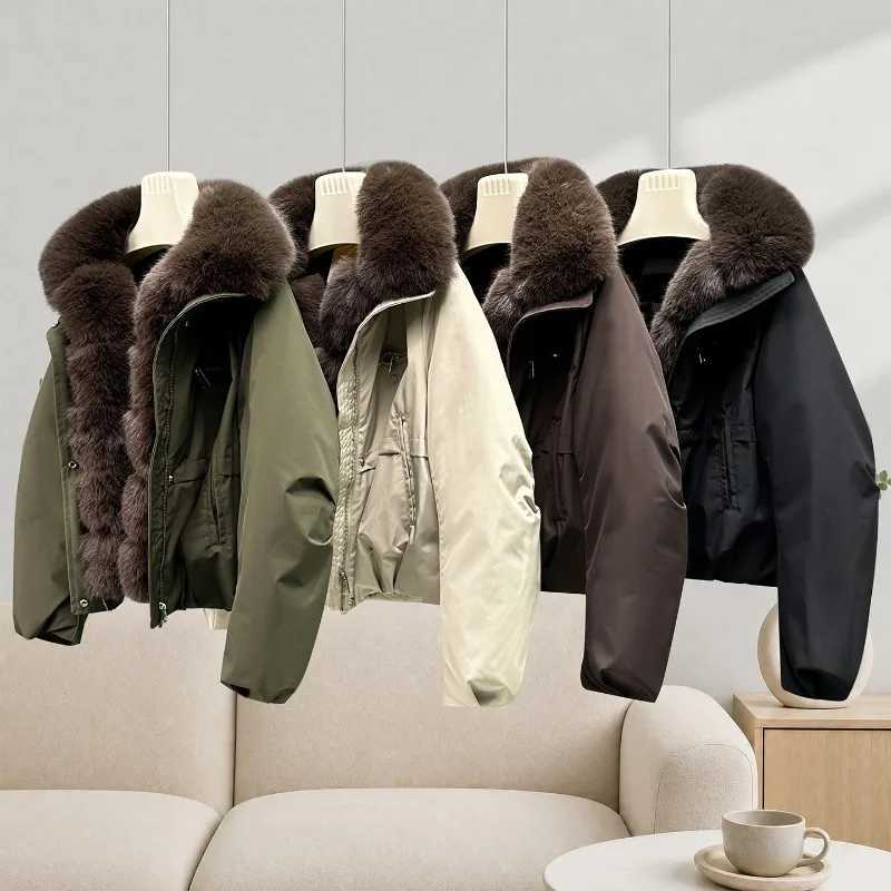 Women's Down Parkas 2026 Fashion Winter Short Parkas Women's Cotton-padded Jacket Detachable Big Fur Collar Coat Thicken Windproof Loose O