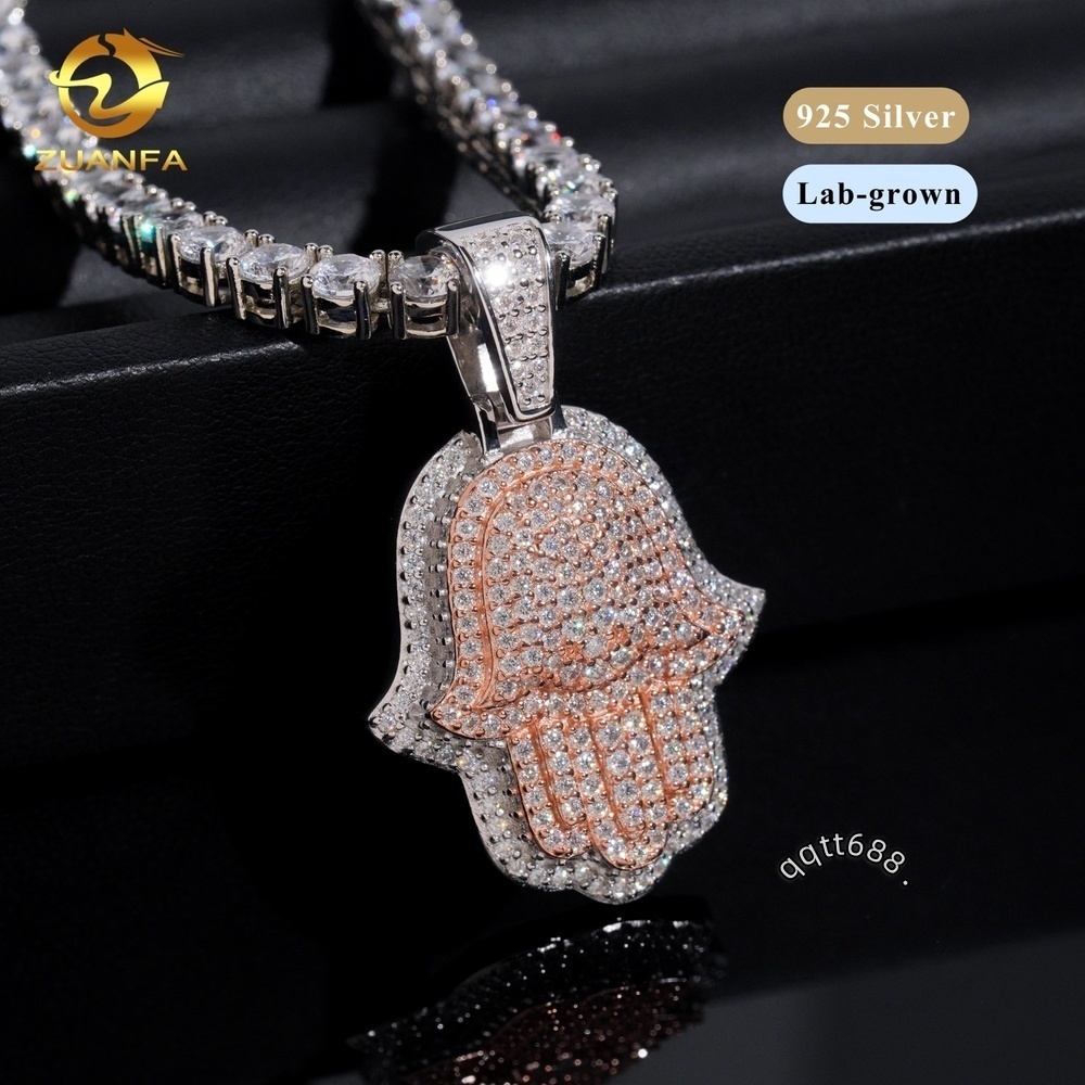 Custom Lab Grown Diamond Hasam Hip Hop Pendant Solid 925 Silver Gold Plated IGI Certificate Lab diamond Iced Out Hip Hop Pendant