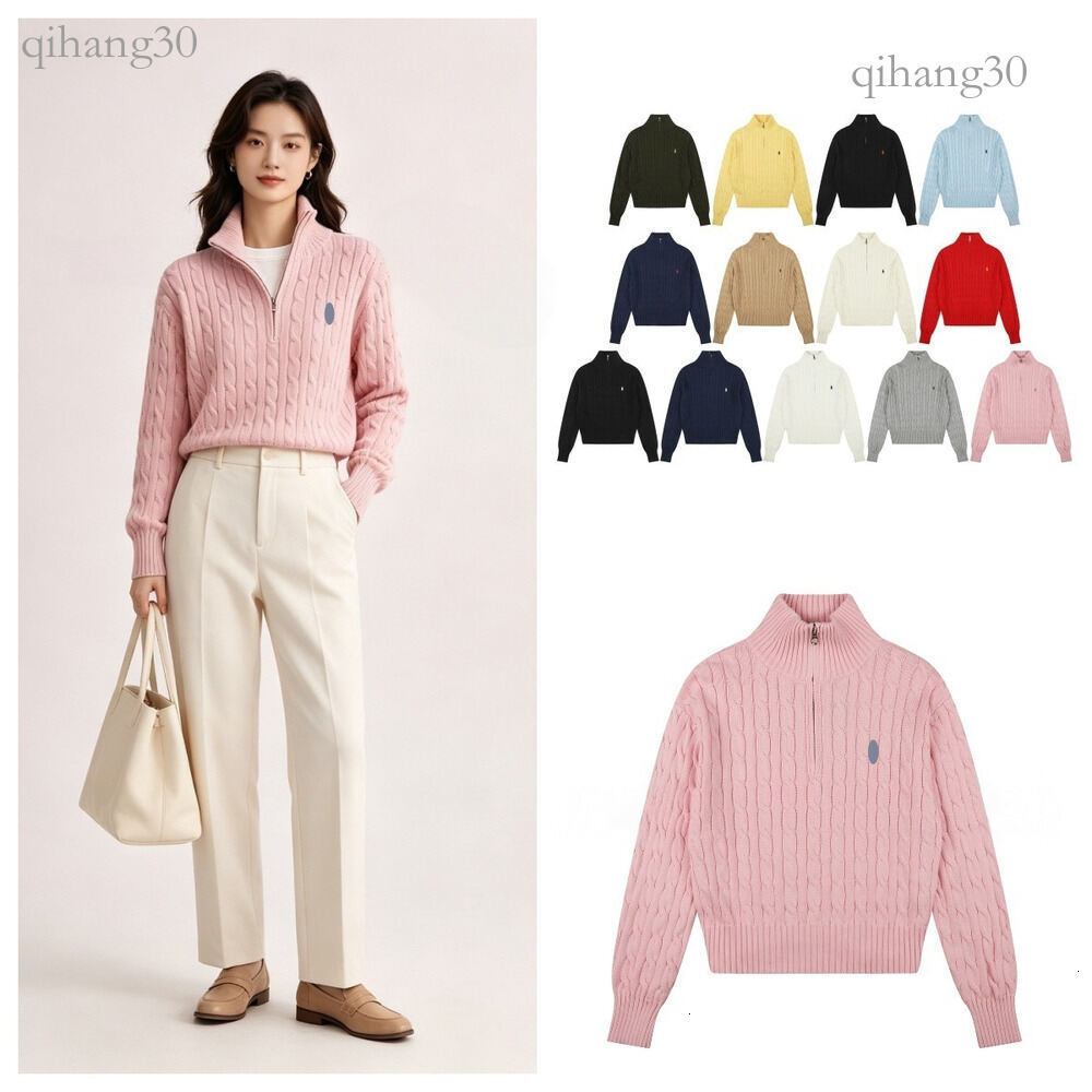 Rauph Laruen Women Sweaters Designer Pany Embroidered Logo Polo Sweaters Round Neck Solid Color Casual Twist Knit Cardigan Long Sleeve Ralf Sweaters