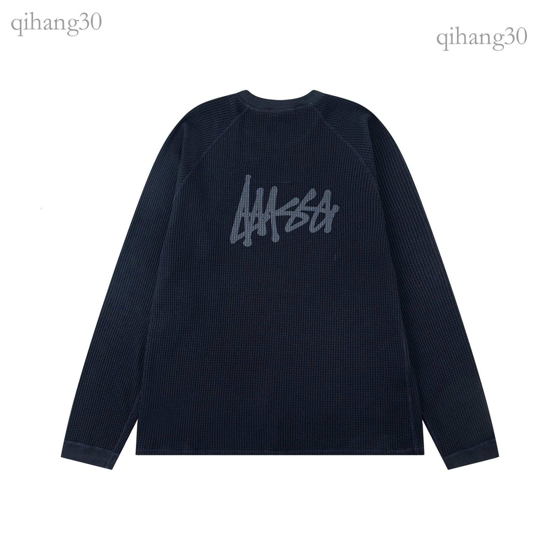 Stussytity Long Sleeve Shirt Womens Sweater Waffle Designer Leisure Shirt Colorblocking Waffle Hoodie Letter Print Round Neck Simple Stud Black 8 Ho