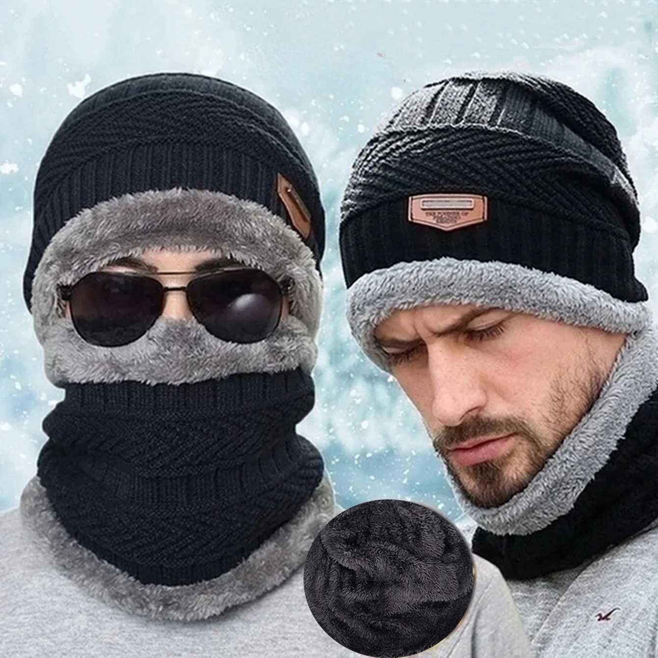 Beanie/Skull Caps 2pcs Thick Fabric Winter Hat and Scarf Windproof Warm and Stylish for Outdoor Activities Perfect Gift Idea Q261017
