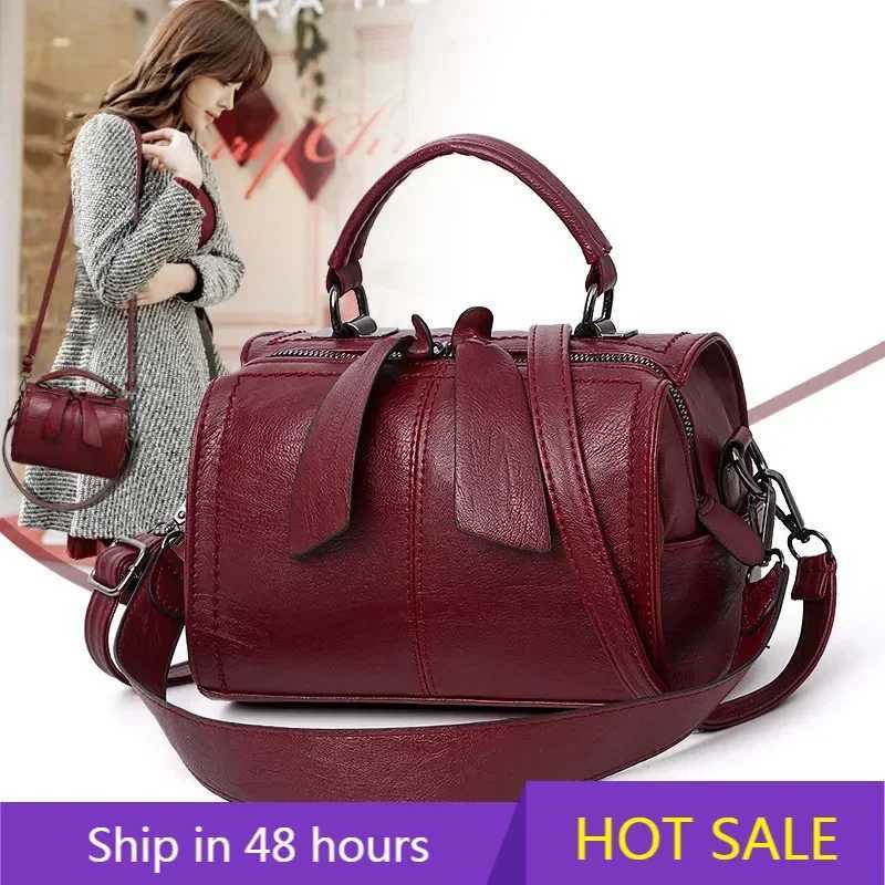 Evening Bags Totes Fashion Korean Version New Femal Handbag Simple Soft Leather Shoulder Bag Classic Bow Crossbody Bag Women's Small Square Bag