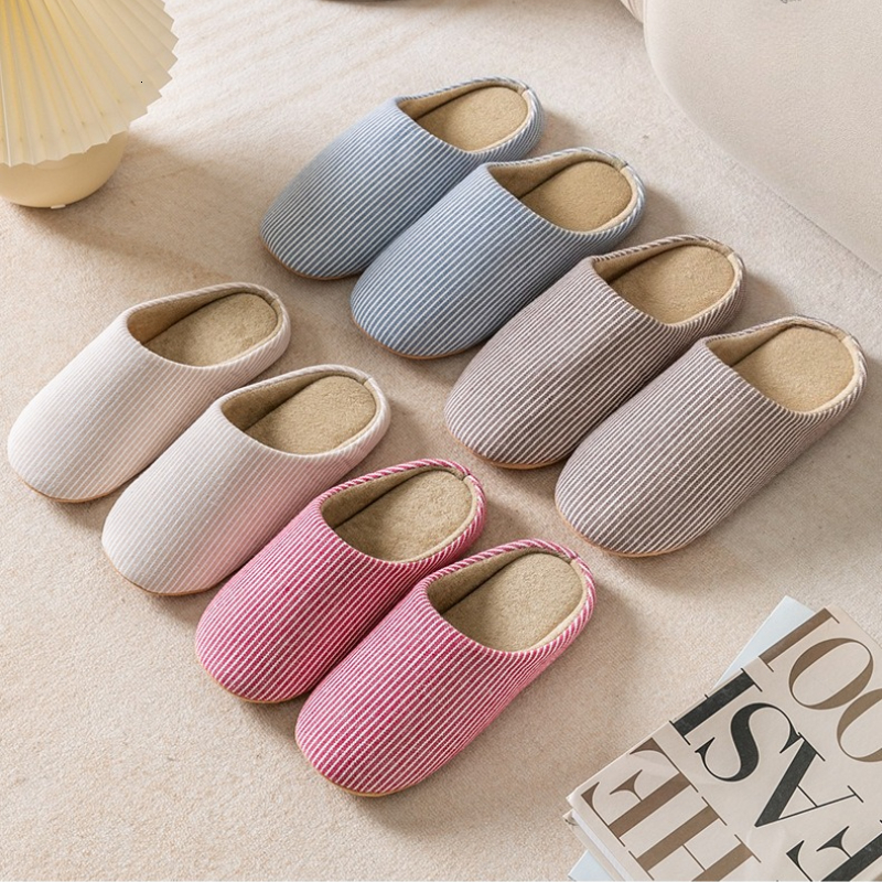 Autumn New Silent Japanese Men Women Household Warm Cotton Slippers Soft Bottom Anti Slip Winter Nonslip Couples Shoes ddmykukumalu