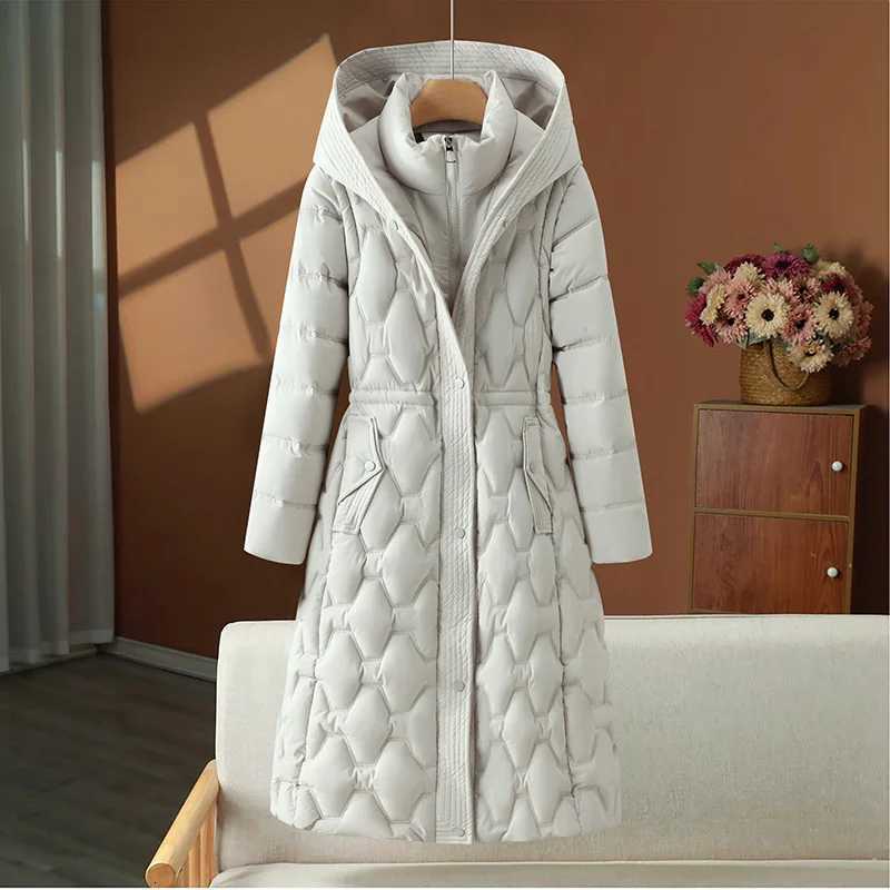 Women's Down Parkas 2026 Fashion Winter Long Parkas Women's Down Cotton-padded Jacket Detachable-sleeve Coats Thicken Warm Overcoat Hooded