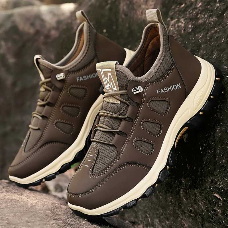 Casual Shoes Men Soft Hiking Shoes Summer Breathable Mesh Sneakers Light Black Hike Footwear Walking Shoes Outdoor Shoes Climbing Shoe Male H261016
