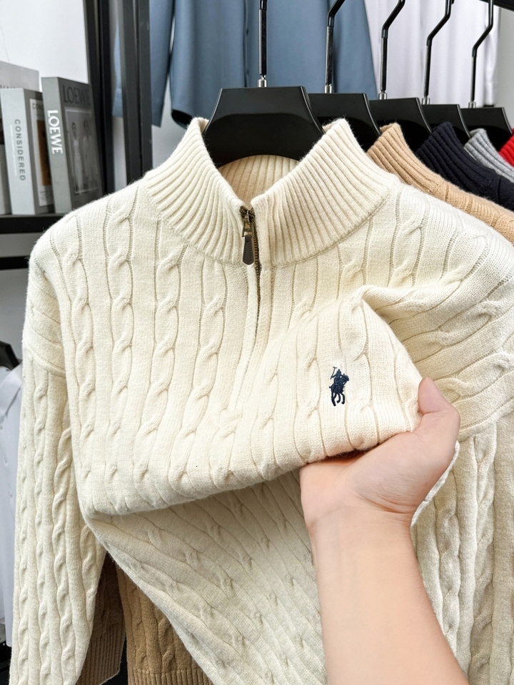 Luxury Embroidery Designer Brand Sweater Men New Fashion Jacquard Paul Casual Half Zipper Stand up Collar knitted pullover 26Y1017