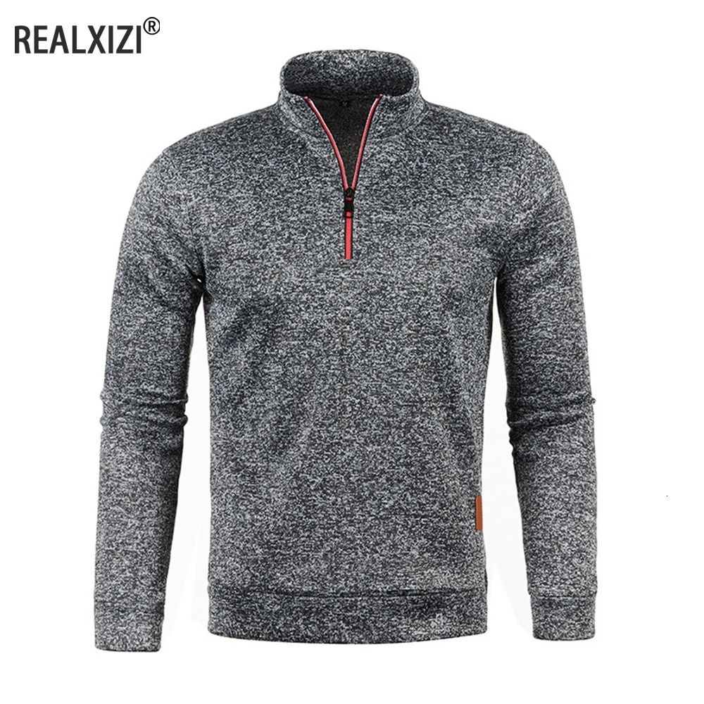 Men's Sweatshirts Half Zipper Pullover Male Long Sleeve Flleece Sweater Standcollar Snowflakes Hoodies Men Clothes 261015